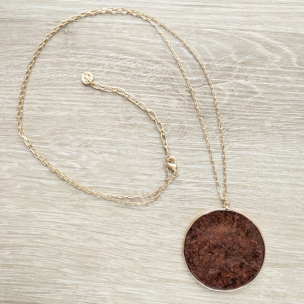 Boho Stone Medallion Pendant Necklace